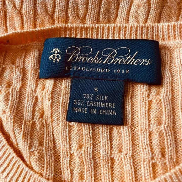BROOKS BROTHERS Silk & Cashmere Blend Ribbed Crewneck Cable Knit Cardigan Size S - Picture 8 of 8